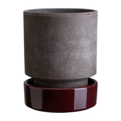 Hoff pot, Ø14 cm, Raw Grey-Deep Burgundy