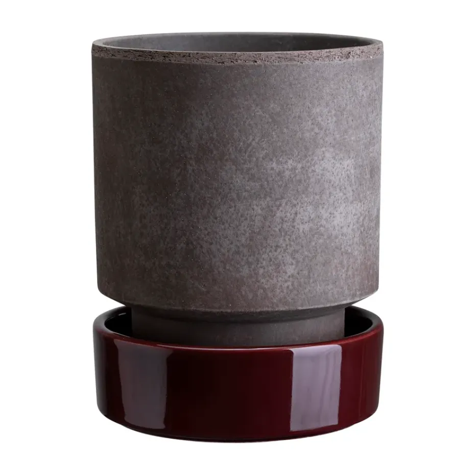 Hoff pot, Ø14 cm, Raw Grey-Deep Burgundy