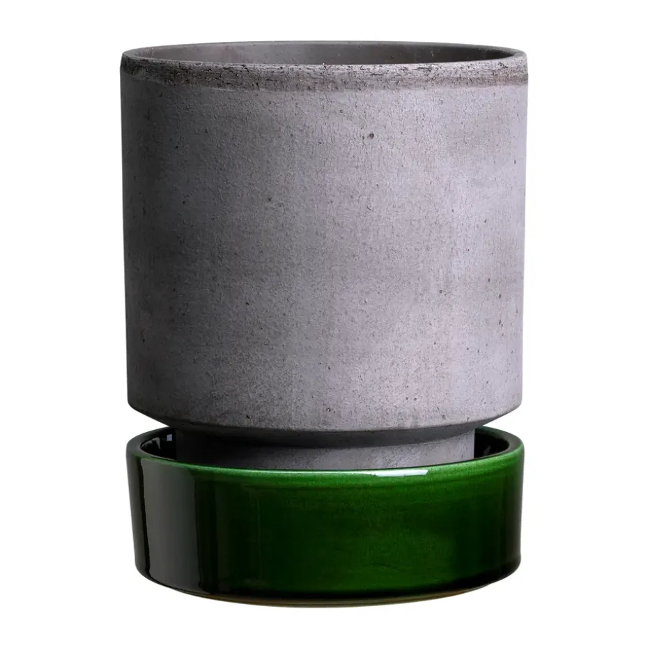 Hoff pot, Ø14 cm, Raw Grey-Emerald Green