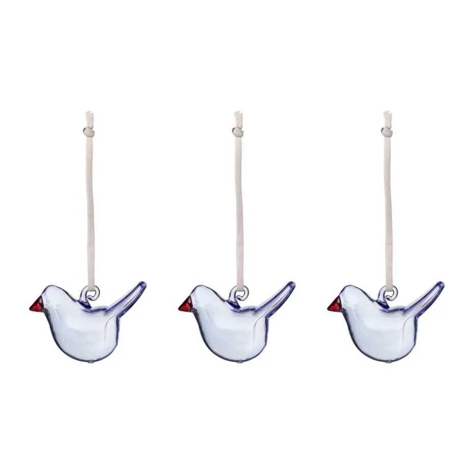 Iittala glass bird, Bright blue, mini, 3-pack