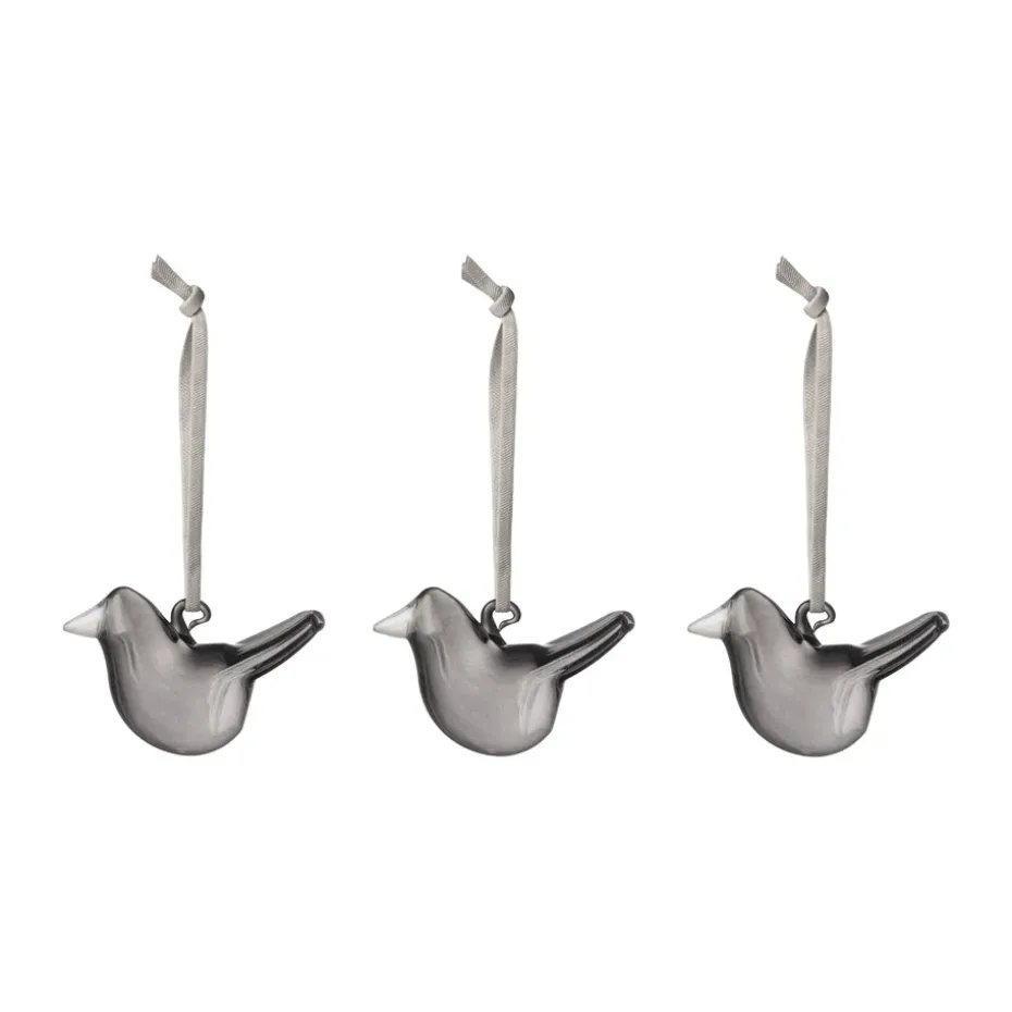 Iittala glass bird, Gray, 3-pack