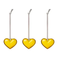 Iittala glass heart, Yellow, 5 cm, 3-pack