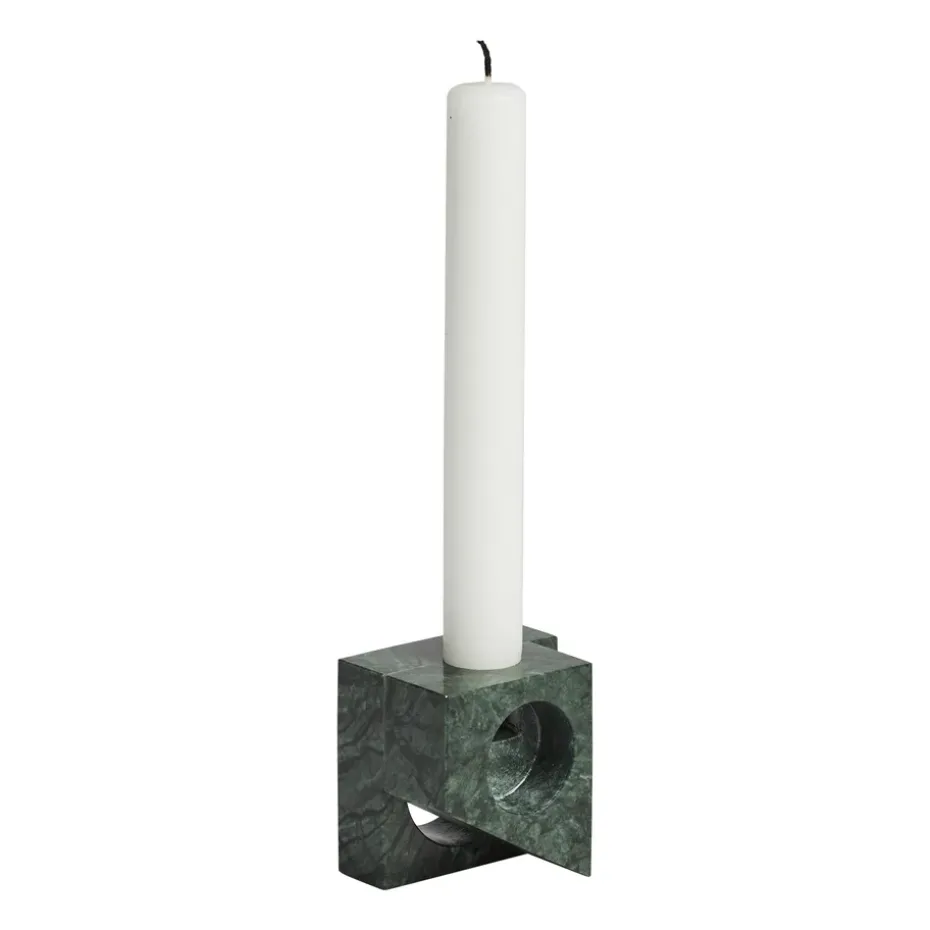 Jeu de dés 2 candle holder marble, Green