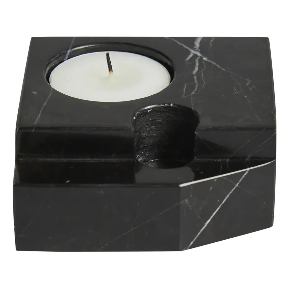 Jeu de dés 3 candle holder marble, Black