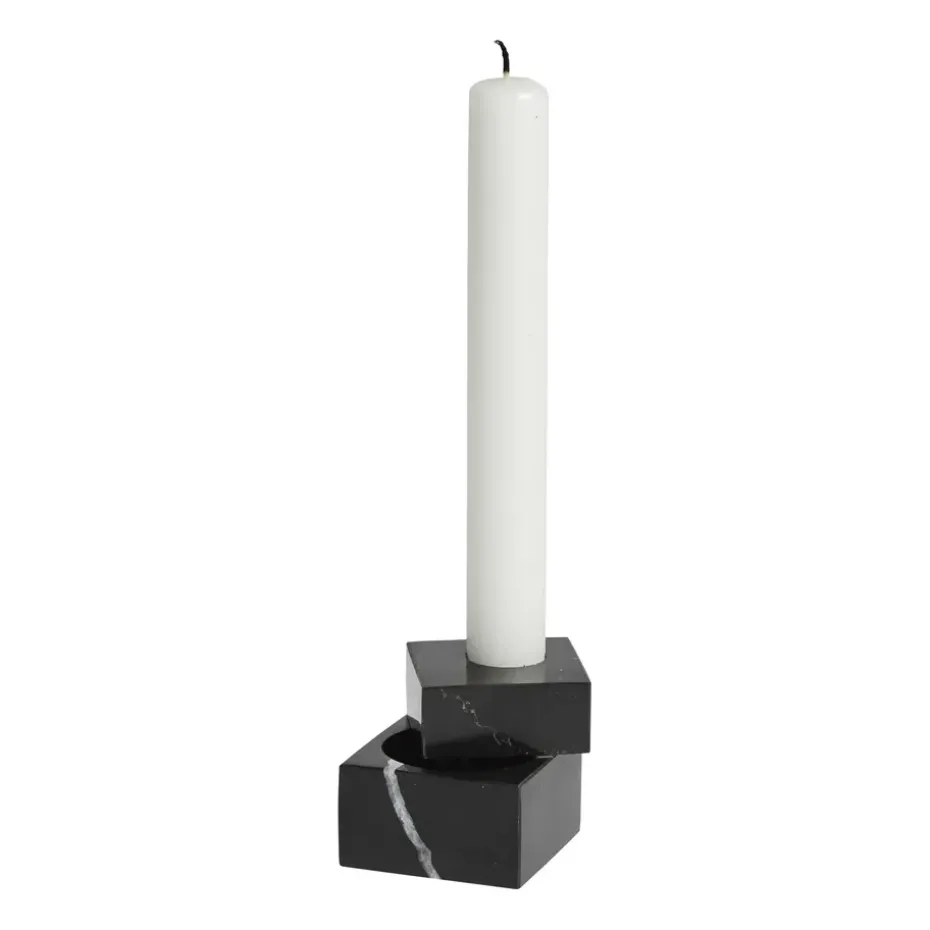 Jeu de dés 1 candle holder marble, Black