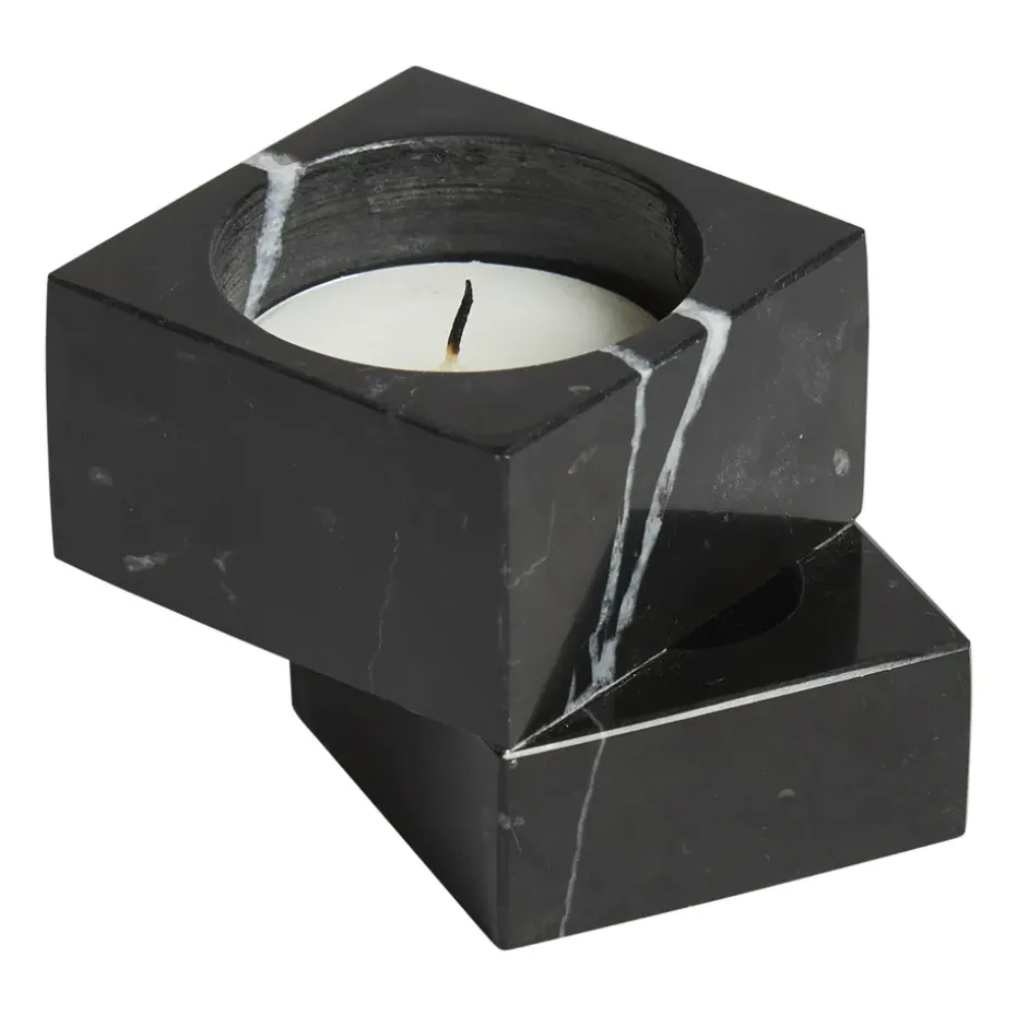 Jeu de dés 1 candle holder marble, Black