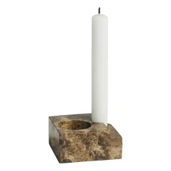 Jeu de dés 3 candle holder marble, Brown