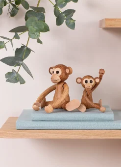 Jolly monkey decoration 11 cm, Oak
