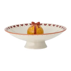 Jolly serving bowl on foot Ø24 cm, White-red