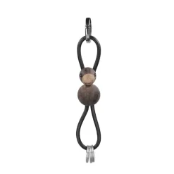 Kaj Bojesen bird keyring, Smoked oak, black leather