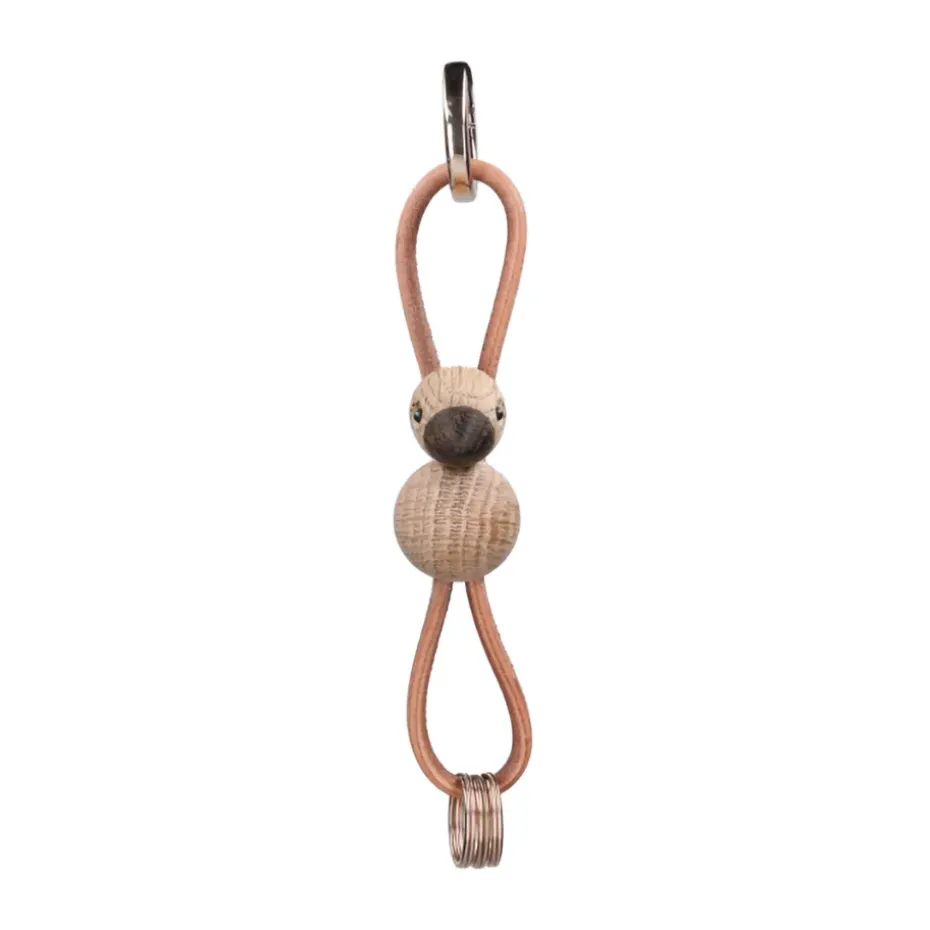 Kaj Bojesen bird keyring, Oak, natural leather