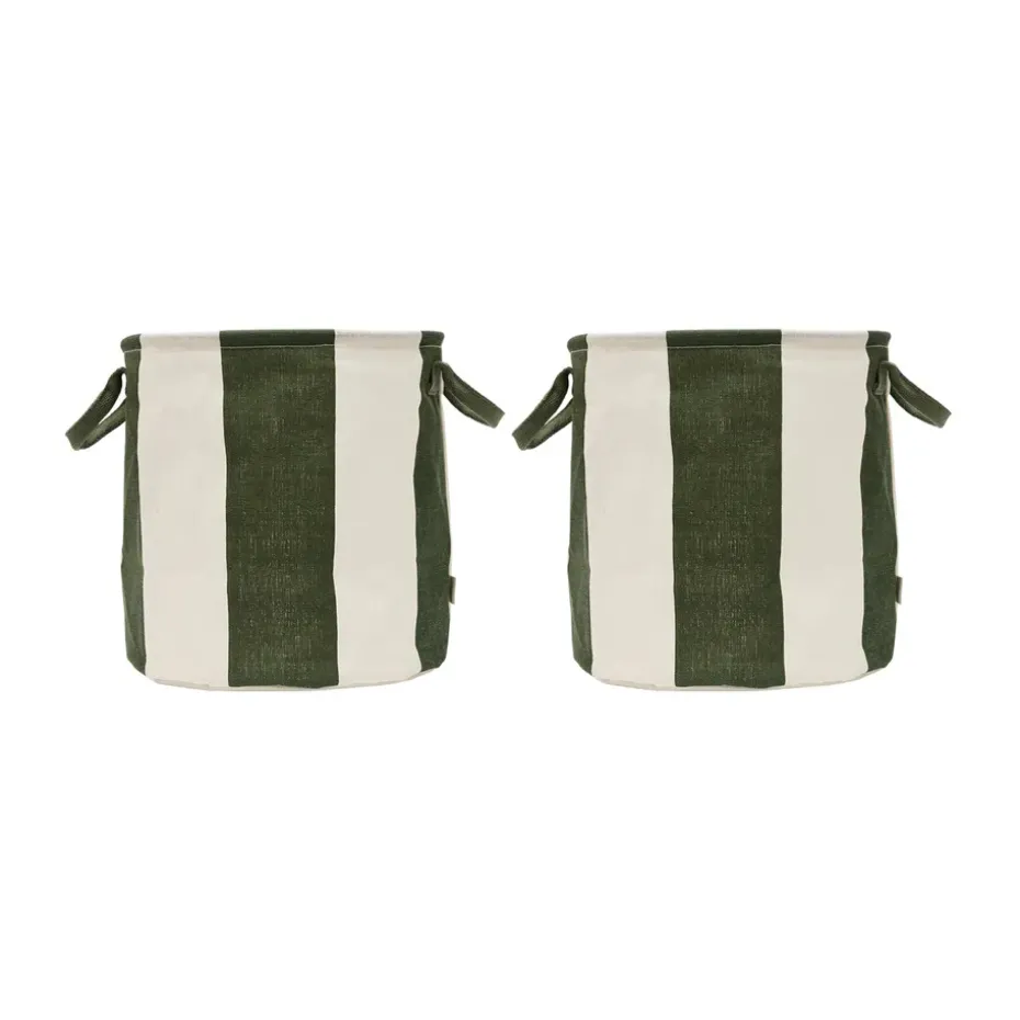 Kara storage basket medium Ø32x32 cm 2-pack, Dark Green