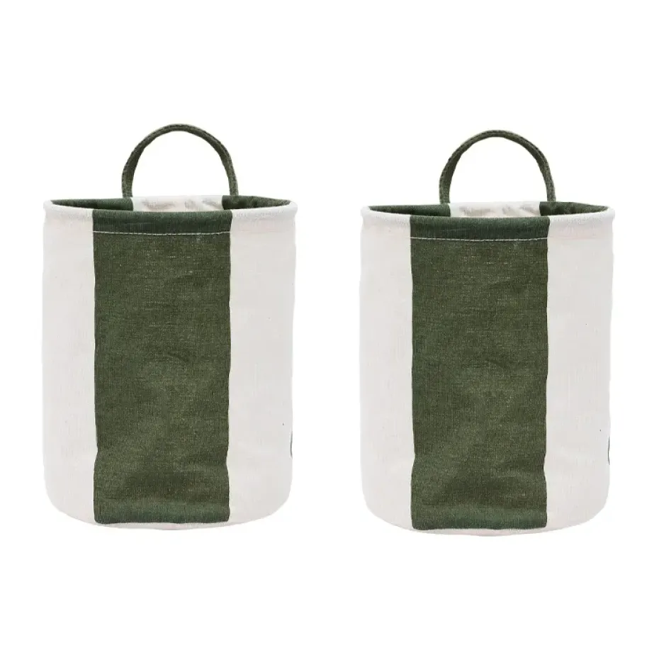 Kara storage basket small Ø18x22 cm 2-pack, Dark Green