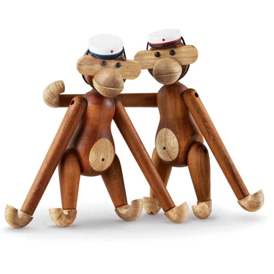 Kay Bojesen student cap for the small monkey, White-blue