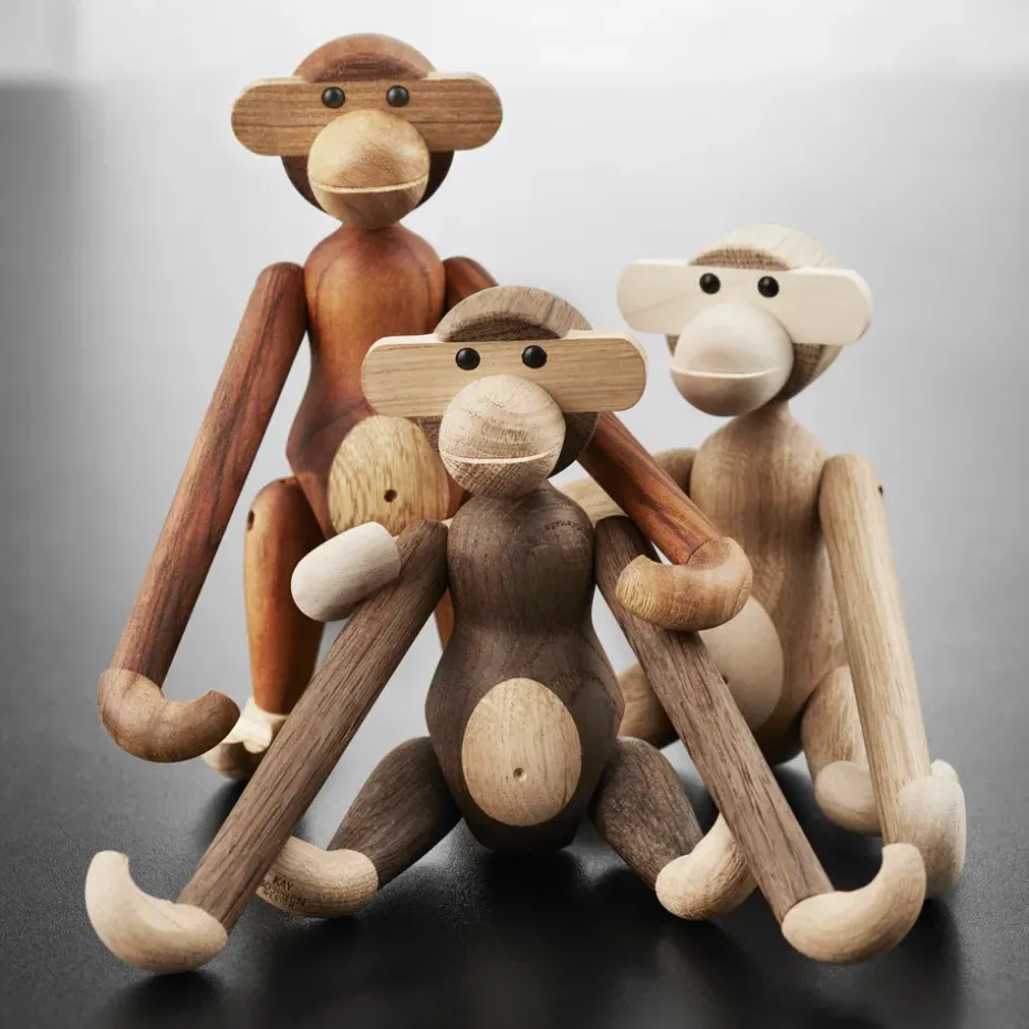 Kay Bojesen wooden monkey small, Untreated oak and maple