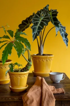 Københavner flower pot glazed Ø18 cm, Yellow