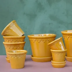 Københavner flower pot glazed Ø10 cm, Yellow