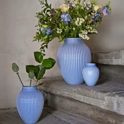 Knabstrup vase ribbed 27 cm, lavender blue