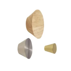 Knob 3-pack, Metal-wood-nickel-brass