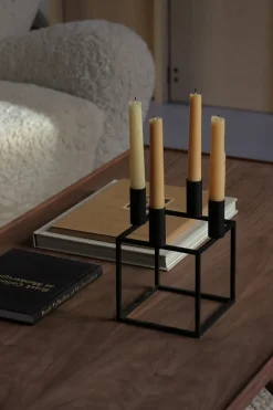 Kubus 4 candle holder, black