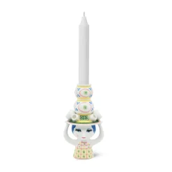 Lady with hat candle holder H16 cm, Pink