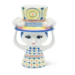Lady with hat vase H20.5 cm, Blue