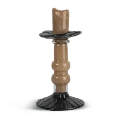 Lara candle holder S 22 cm, Beige-black