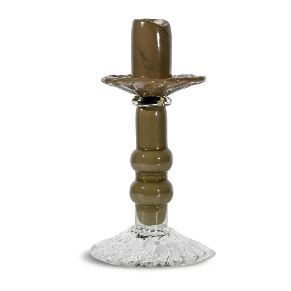 Lara candle holder S 22 cm, Green-clear