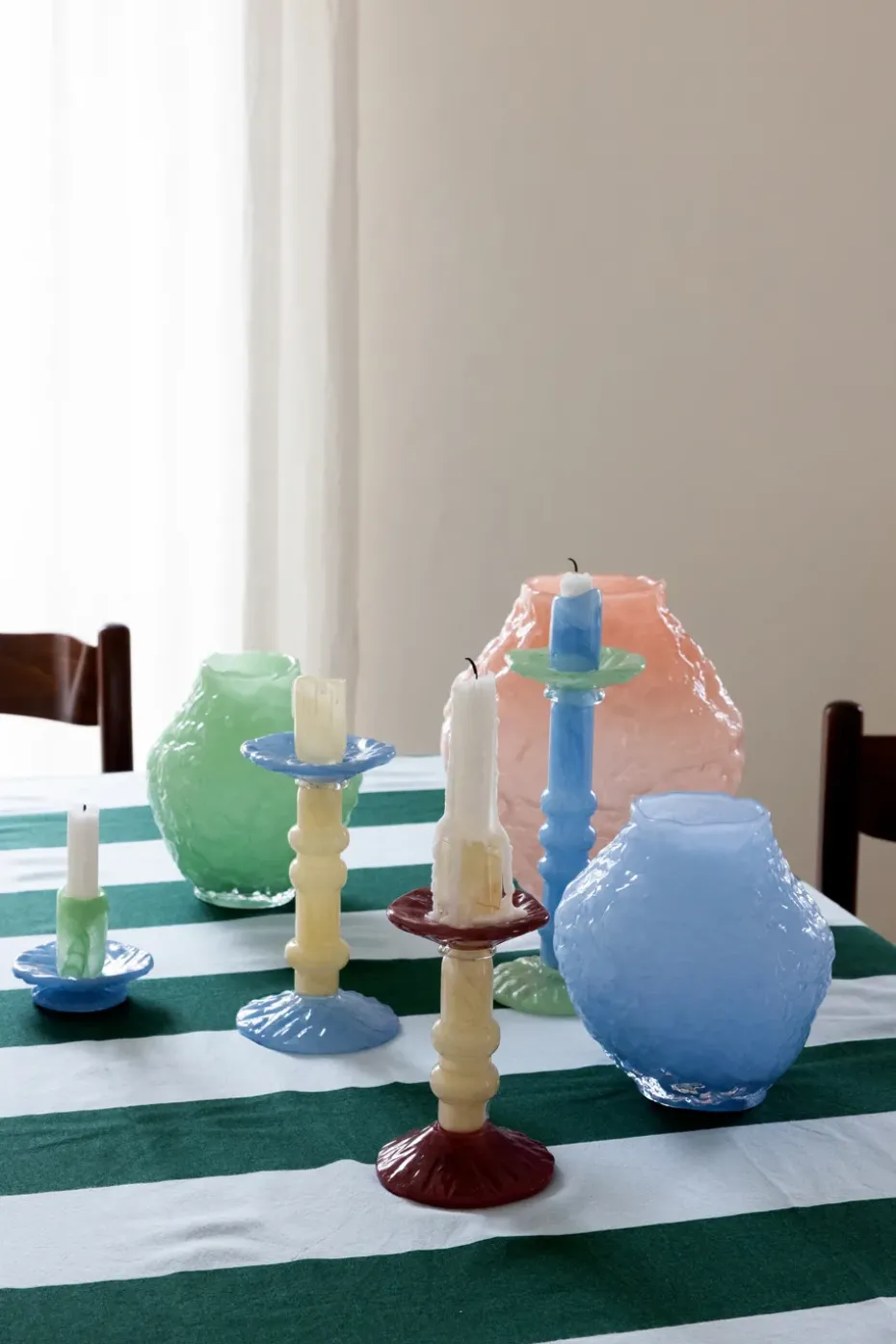Lara candle holder XS 9 cm, Mint green-light blue