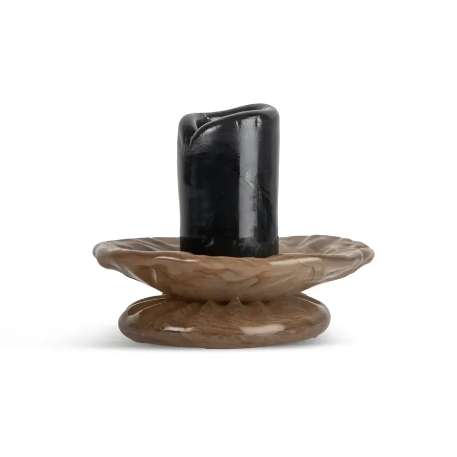 Lara candle holder XS 9 cm, Black-beige