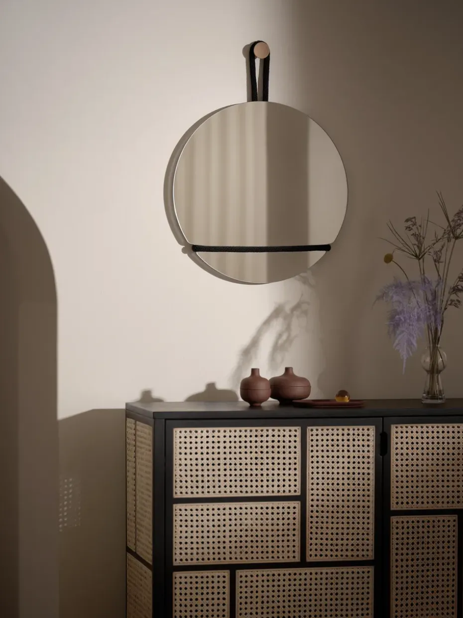 Lasso mirror round, clear-black