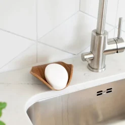 Leaf™ Soap Dish with Drainage 11.5x11.5 cm, Walnut