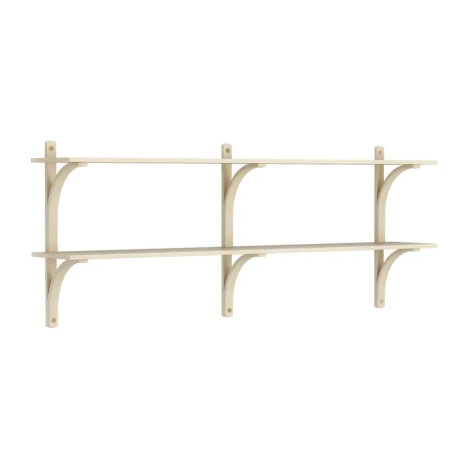 Levi shelf, Lacquered ash-brass, 2 shelves, 180 cm