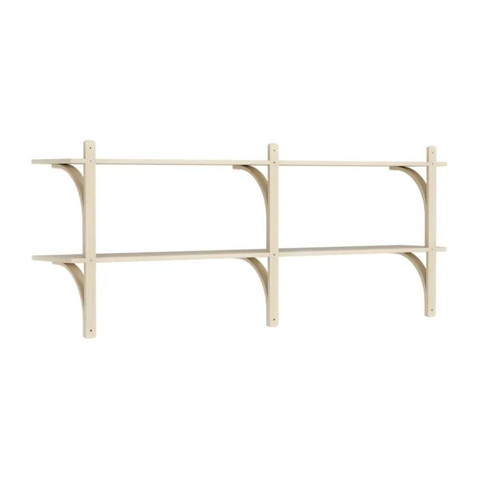 Levi shelf, Lacquered ash-brass, 2 shelves, 180 cm