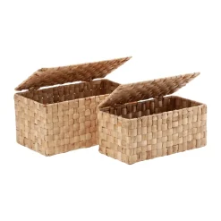 Lily storage box with lid panama 2 pieces, Natural