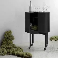 Loud bar cabinet on wheels, Black