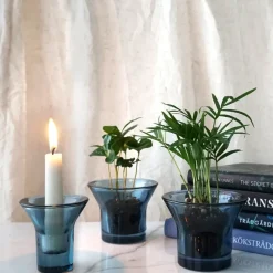 Lumi candlestick 8 cm, Petrol Blue
