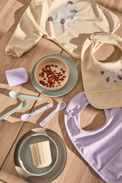 Lun Lun panda bib with sleeve, Butter