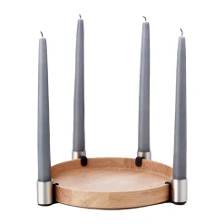 Luna Candle Holder Ø27 cm, Oak-steel