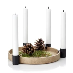 Luna candleholder, oak-black