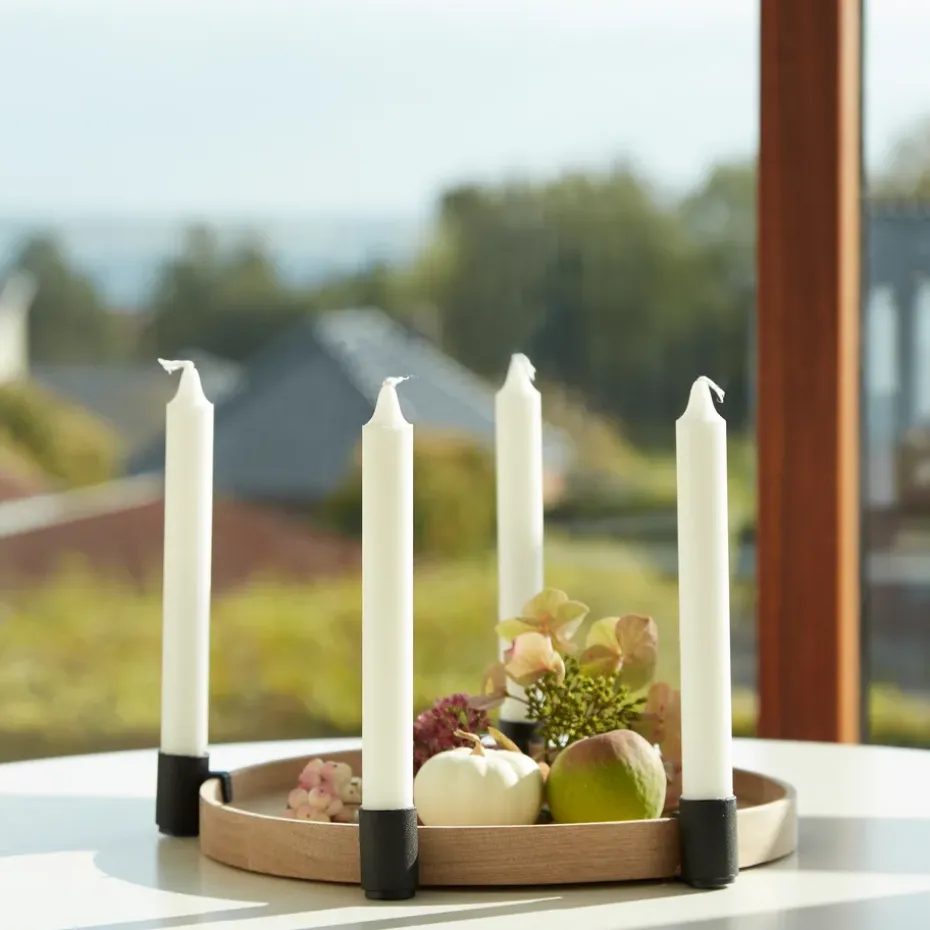 Luna candleholder, oak-black