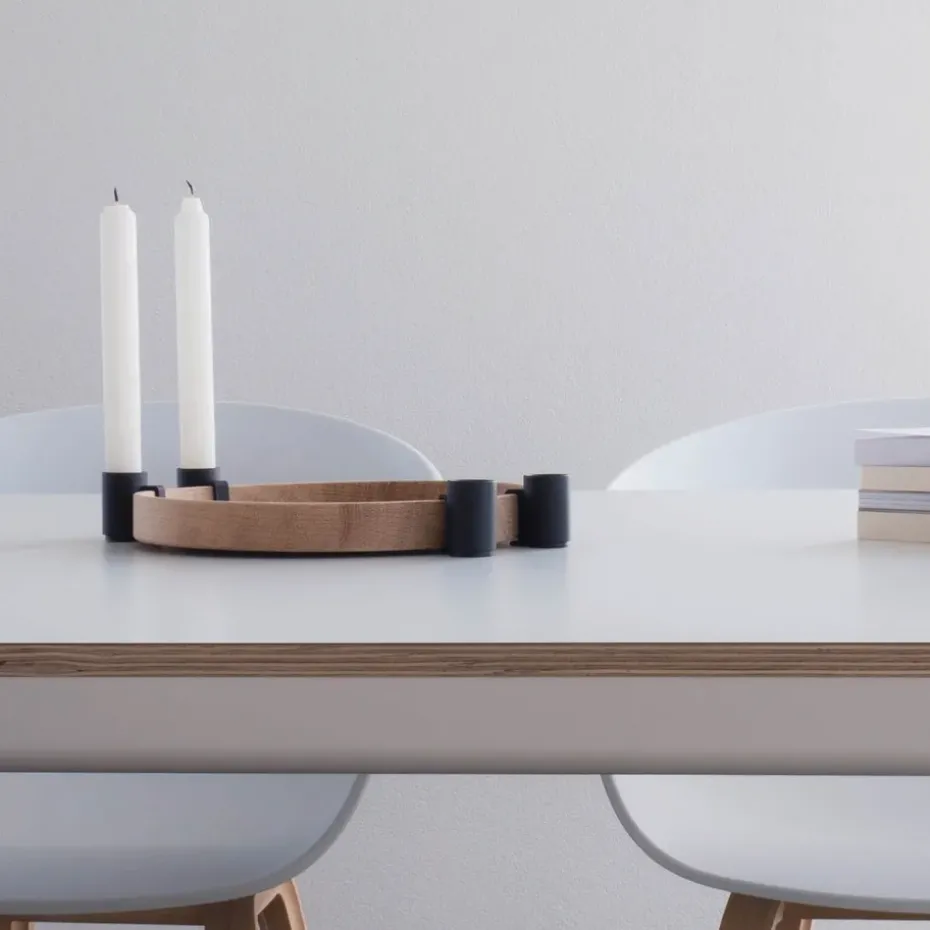 Luna candleholder, oak-black