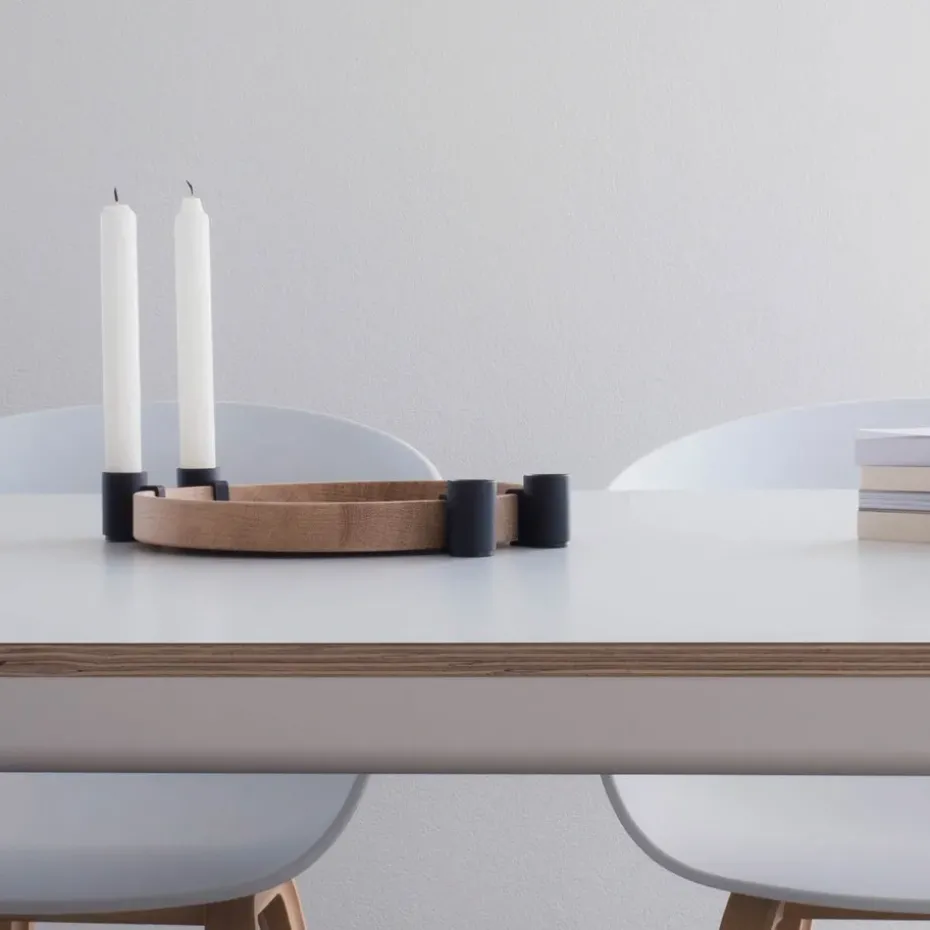 Luna candleholder, oak-black
