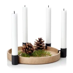 Luna candleholder, oak-black