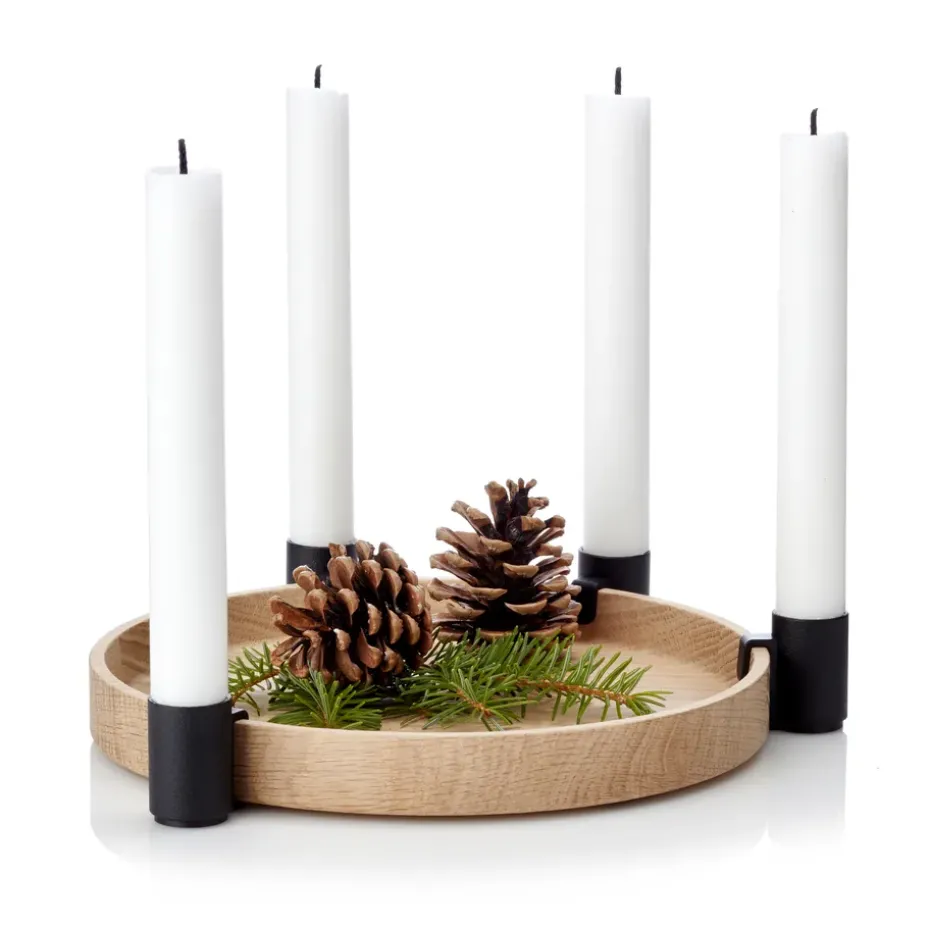 Luna candleholder, oak-black