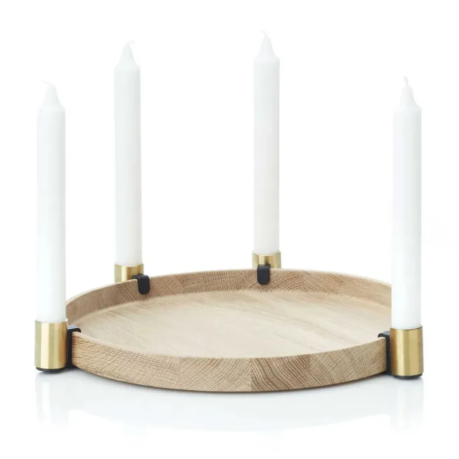 Luna maxi candle sticks, oak-brass