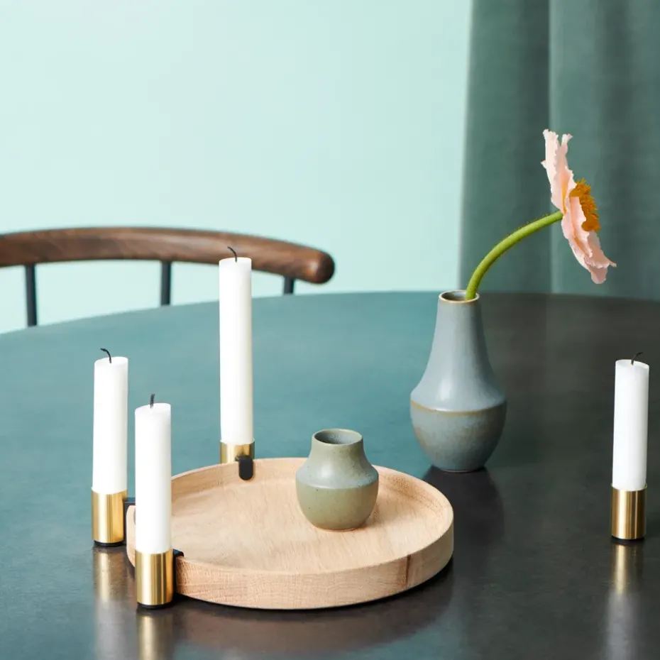 Luna maxi candle sticks, oak-brass