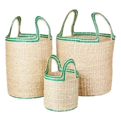 Lykke basket 3 pieces, Natural-green