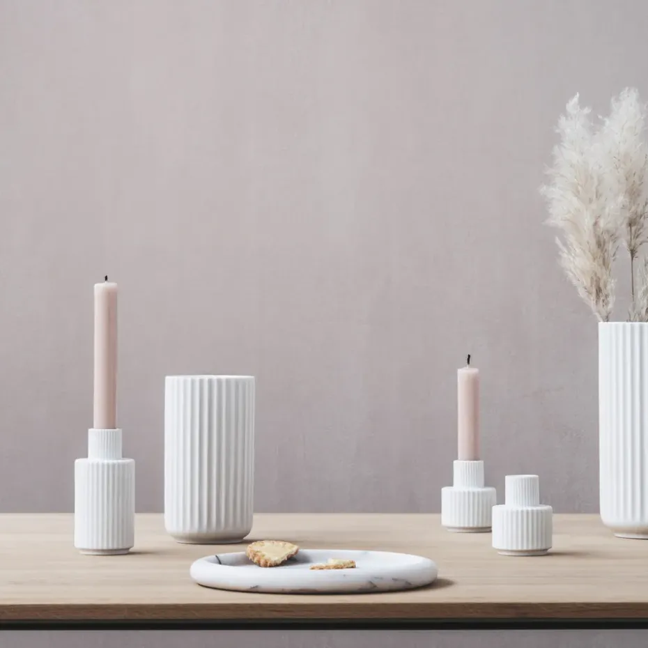 Lyngby vase candle holder white, 7 cm