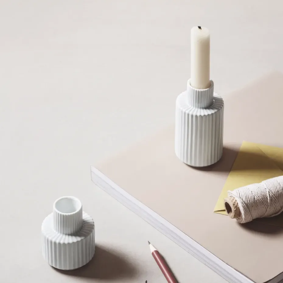 Lyngby vase candle holder white, 7 cm